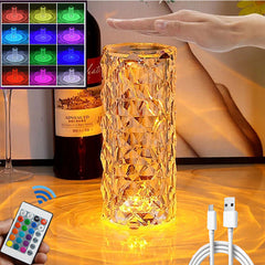 LED Crystal Table Desk Lamp, Modern Bedside Table Lamp, for Living Room Bedroom Dining Room Kitchen